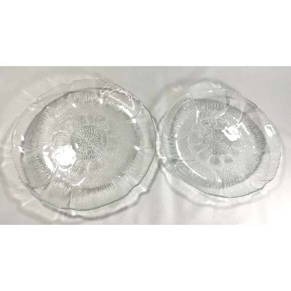 Arcoroc France Salad & Dessert Plate Sunflower Design Clear Glass Set of 12 - Picture 15 of 16